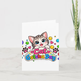 Notas Feliz Dia de Gotcha - Cartão de adoção com gato fo