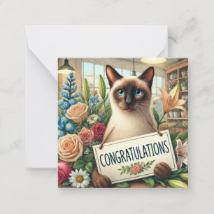 Notas Flor de gato com cartão de Parabéns