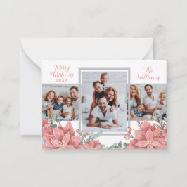 Notas Floral Modern 3 Photo Collage Feliz Cartão de Nata