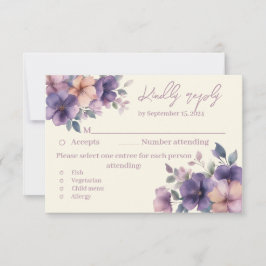 Notas Flores cor-de-rosa, Cartão RSVP de Casamento