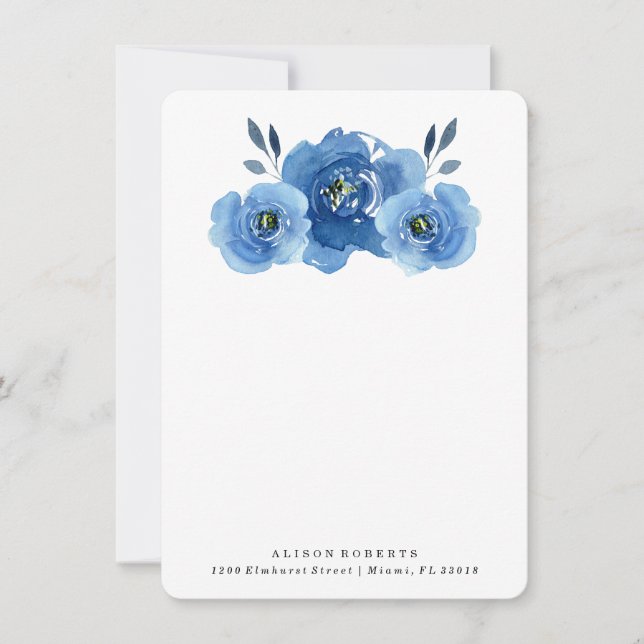 Notas Flores de Indigo | Cartão de papelaria personaliza (Frente)