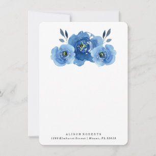 Notas Flores de Indigo   Cartão de papelaria personaliza