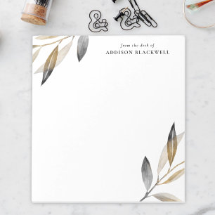 Notas Folhas Douradas Simples Pretas Da Mesa Do Bloco De