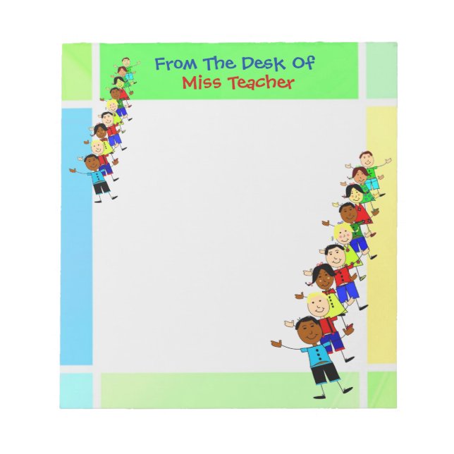 Notas Gráfico De Crianças Escolares Bonitas Para Bloco D (Frente)