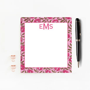 Notas Impressão de Bloco Rosa Monograma, Floral
