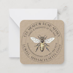 Notas Kraft Vintage Bee Honey Jar Tag ou Cartão de visit