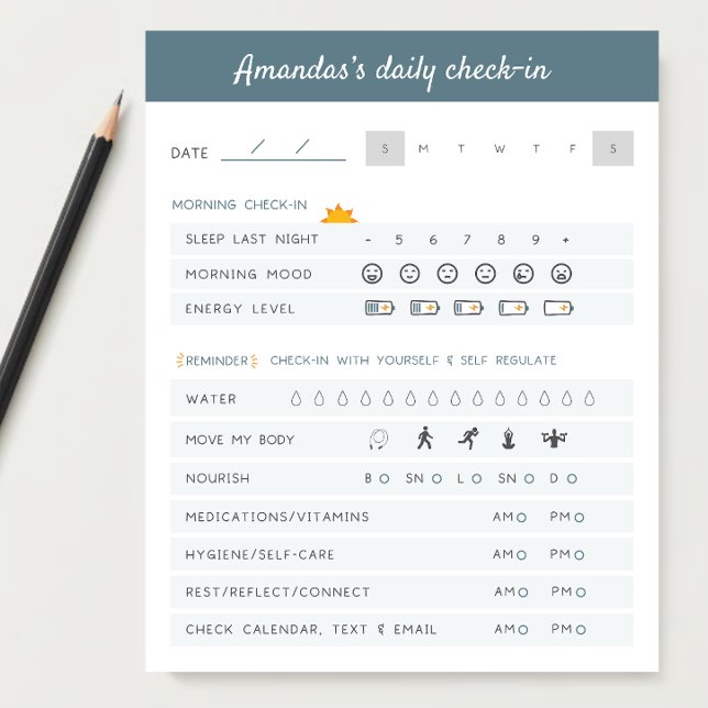 Notas Lembretes Diários do Planejador Verificar Bloco de (Keeping track of your mental health and physical health and emotional health are important.)