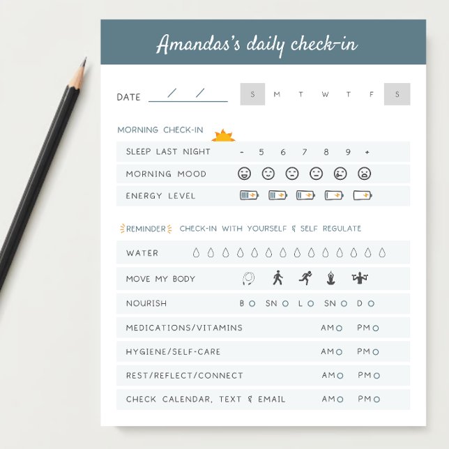 Notas Lembretes Diários do Planejador Verificar Bloco de (Keeping track of your mental health and physical health and emotional health are important.)