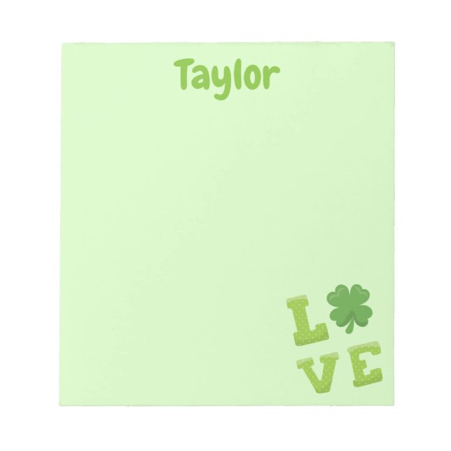 Notas Letra Leve Verde bonito com Bloco de Amor (Frente)