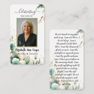 Notas Luz Eterna – Cartão de Oração Memorial Personalizá