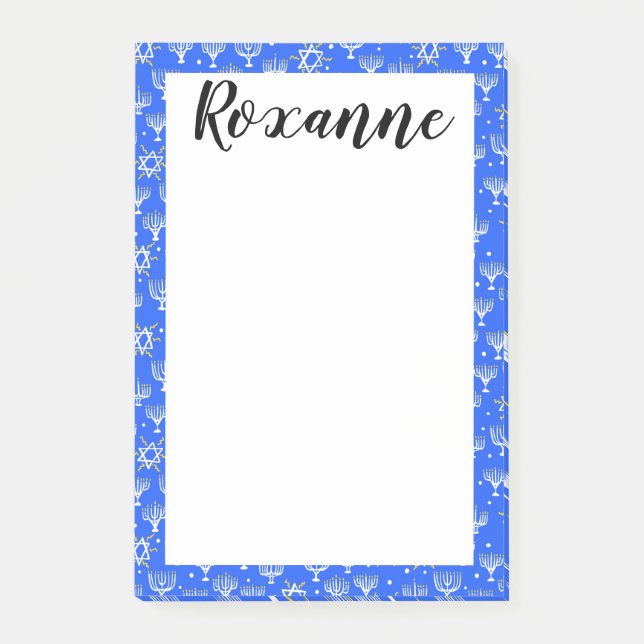 Notas Menorah Star de David Hanukkah PERSONALIZOU Bloco  (Frente)