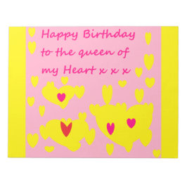 Notas Mensagem de amor de aniversário feliz em um bloco 