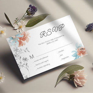 Notas Mini cartão RSVP de casamento elegante floral mode