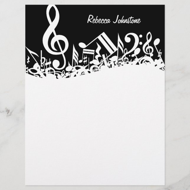 Notas Musicais Brancas Personalizadas em Preto (Frente)