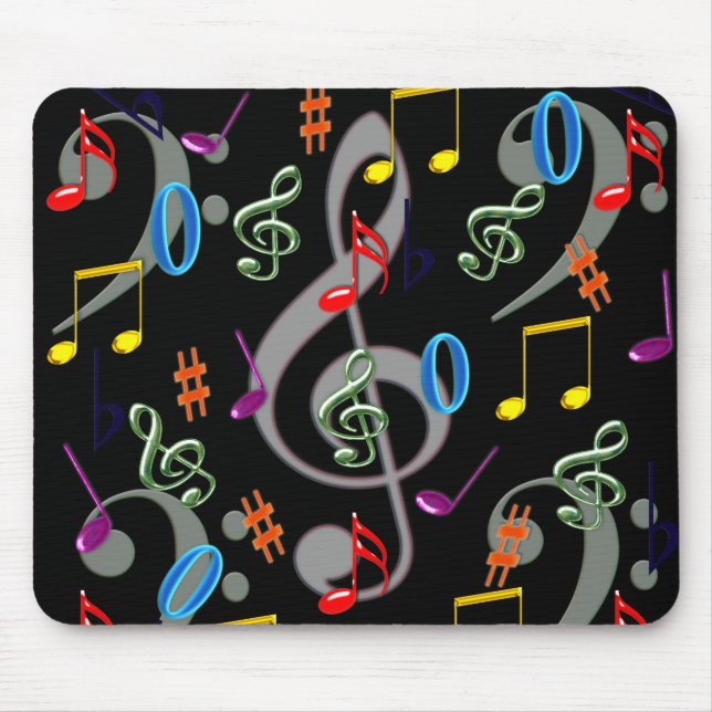 Notas musicais coloridas Mousepad (Frente)