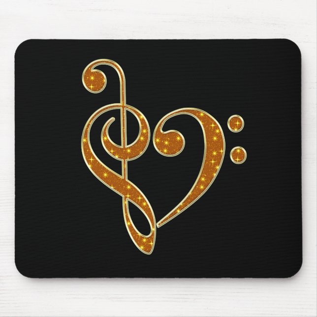 Notas Musicais de ouro Love Mousepad (Frente)