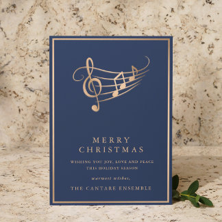 Notas Musicais Douradas Cartão de Natal Musical El