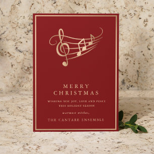 Notas Musicais Douradas Cartão de Natal Musical El