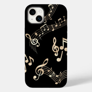 Notas Musicais Douradas em Preto