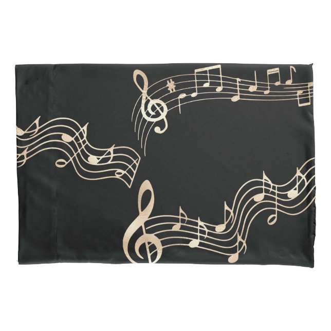 Notas Musicais Douradas em Preto Médio (Frente)
