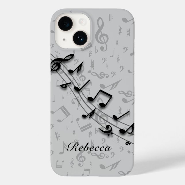 Notas musicais em preto e cinza personalizadas (Verso)