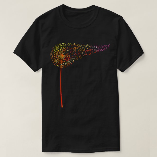Notas Musicais Flor Dandelion Para Homens T-Shirt (Frente do Design)