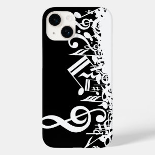 Notas musicais misturadas brancas no preto