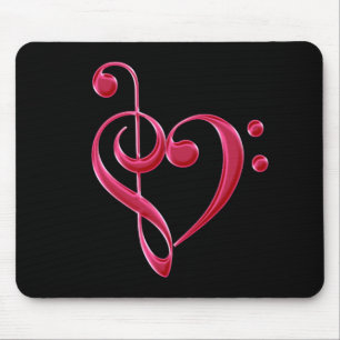 Notas musicais Mousepad do amor fúcsia