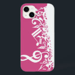 Notas Musicais Mumbidas Rosa-Quente e Branco<br><div class="desc">Um design musical com uma mistura de notas musicais em branco,  em um fundo rosa-quente e branco. Este design divertido disponível em diferentes cores e estamos felizes em criar isso em qualquer combinação de cores - entre em contato conosco através da loja GiftsBonanza com seu pedido.</div>