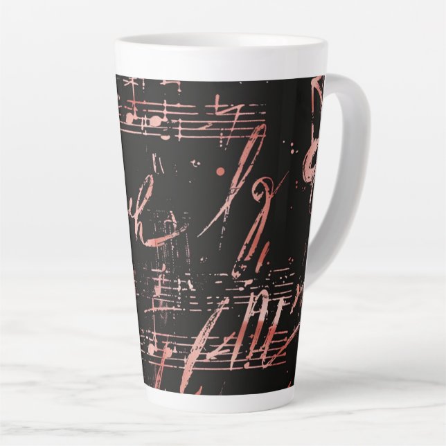 Notas Musicais Na Caneca Rosa Dourada De Lata Gran (Ângulo direito)
