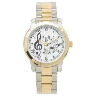 Notas Musicais Negras em relógios de designer de F