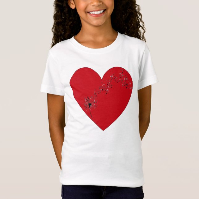 Notas musicais no coração, T-Shirt (Frente)