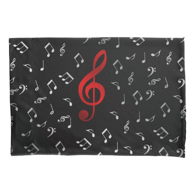 notas musicais vermelhas e prateadas (Frente)