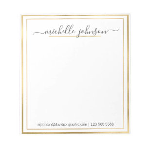 Notas Nome Personalizado Dourado   Da Mesa Do Bloco De N
