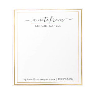 Notas Nome Personalizado Dourado   Da Mesa Do Bloco De N
