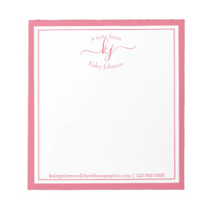 Notas Nome Personalizado Rosa Da Mesa Do Bloco De Nota