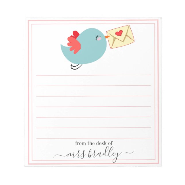 Notas Nome Personalizado Rosa | Da Mesa Do Bloco De Nota (Frente)