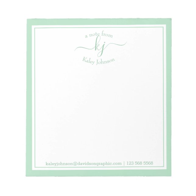 Notas Nome Personalizado Verde | Da Mesa Do Bloco De Not (Frente)