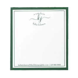 Notas Nome Personalizado Verde | Da Mesa Do Bloco De Not
