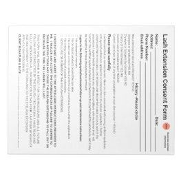 Notas *Novo* Formulário de consentimento Lash no bloco d