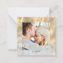 Obrigado Cartão com fotos Marble de Casamento com 