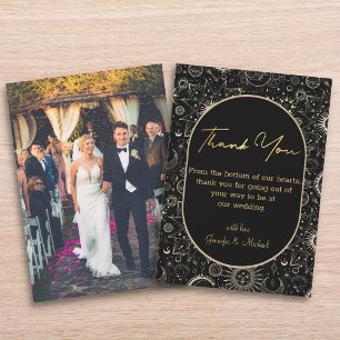 Notas obrigado seu cartão com fotos de casamento místico