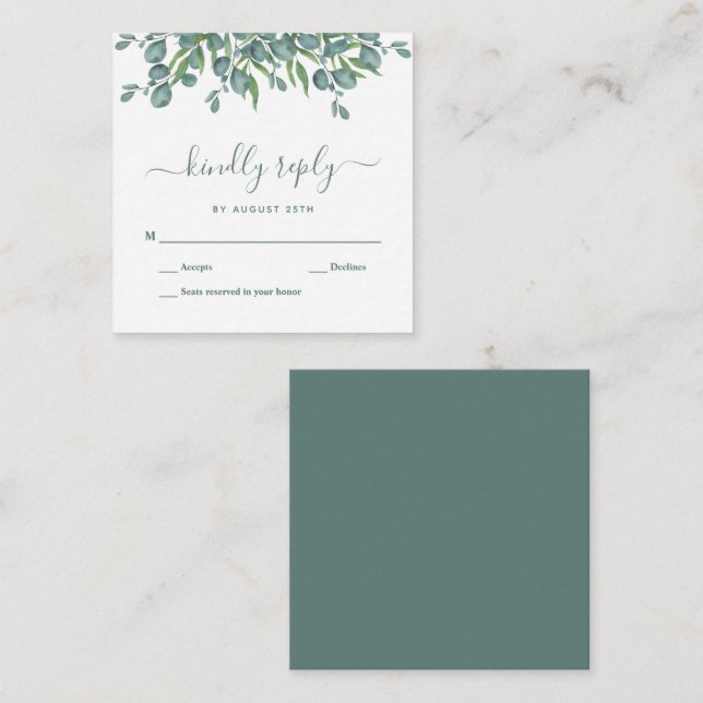 Notas Orçamento Eucalyptus Foliage deixa cartão RSVP de  (Frente/Verso)