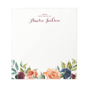 Notas Papel de Carta Personalizada Floral do Bloco de No