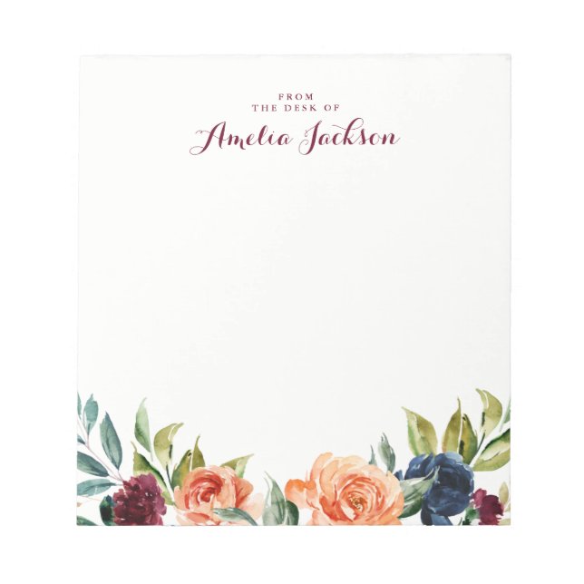 Notas Papel de Carta Personalizada Floral do Bloco de No (Frente)