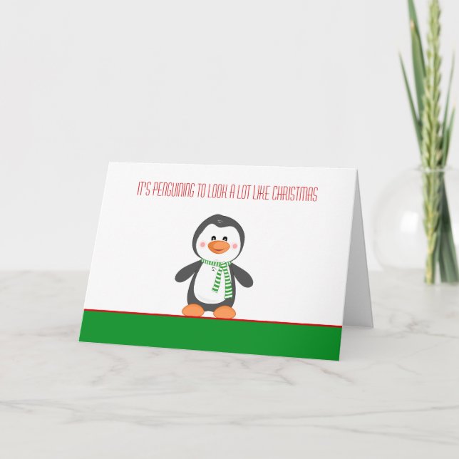 Notas Pequeno Cartão de Natal de Pinguim (Frente)