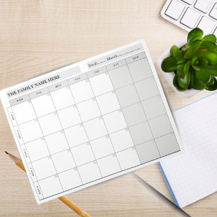 Notas Planejador Familiar Simples Calendário Bloco de No