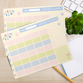 Notas Planejador Mensal Cute Pastel Blue Rosa Bloco de N