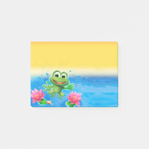 Notas Pulando o bloco da nota de post-it do sapo