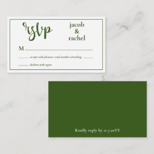 Notas RSVP Modern Dark Forest Green - Cartão RSVP de Cas